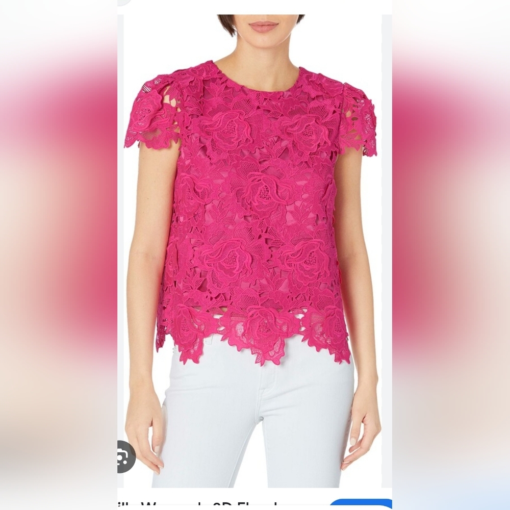 Milly Lace Women's Blouse Size Small Hot Pink New